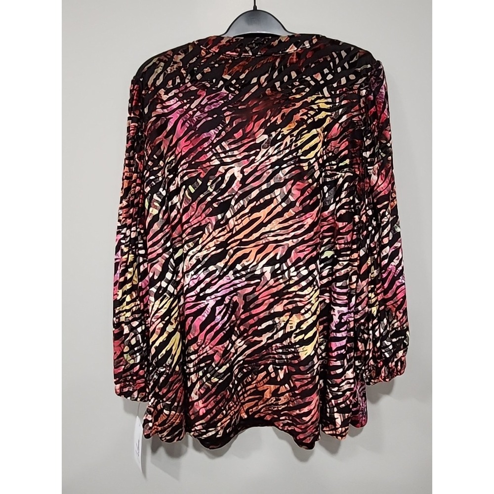 Calessa NWT Blouse Tunic Womens‎ XL Zebra Print Multicolor Long Sleeve V Neck - Picture 9 of 9